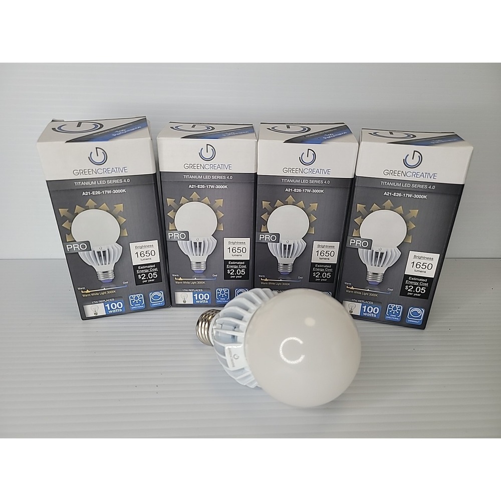 4 pk Green Creative Pro Titanium LED Series 4.0 17W (100 Watt) Warm Light Bulbs